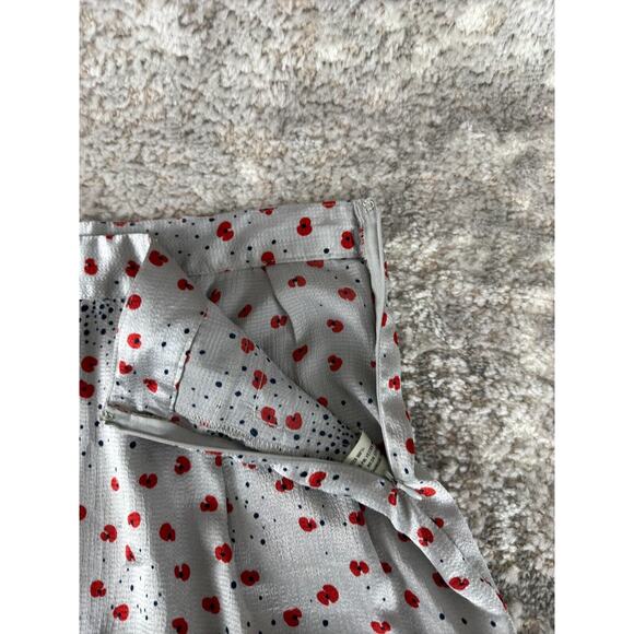 Tulle Sz XS Silver Metallic Floral Poppy Print Mini Skirt Preppy - Picture 6 of 9
